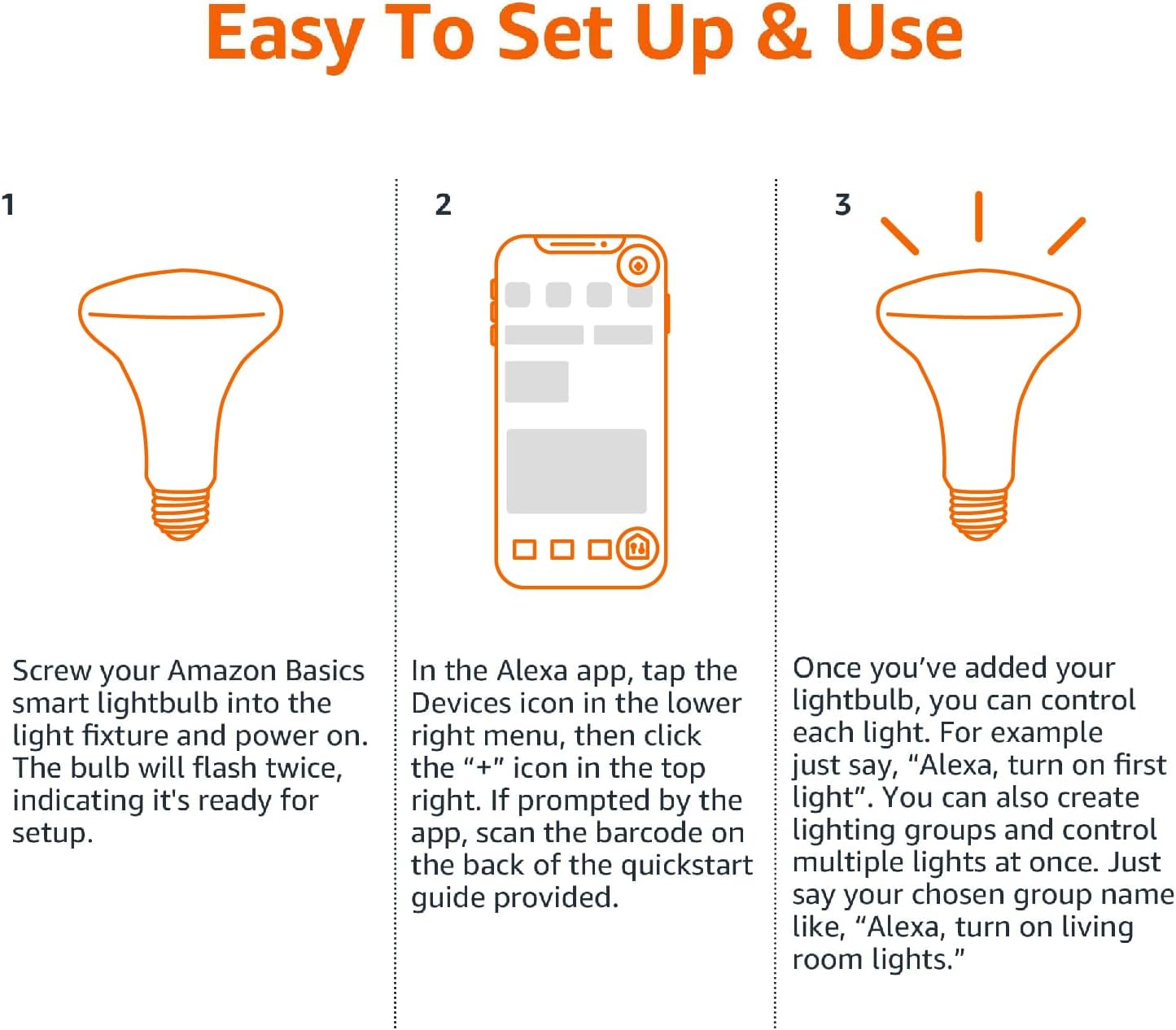 Amazon Basics Smart BR30 LED Light Bulb, Color Changing, 9W (60W Equivalent), 800LM, Works with Alexa Only, 2.4 GHz Wi-Fi, No Hub Required, 1 Pack