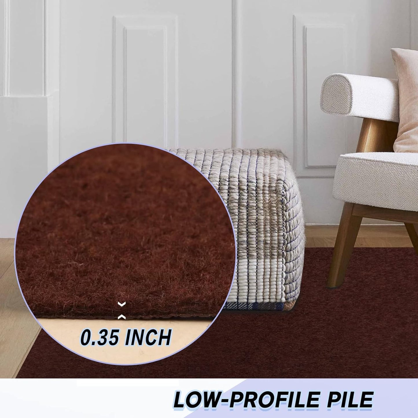 Custom Size Backed Non-Slip Area Rugs Runner, Easy Clean, Waterproof Runner Rugs for Hallway Entryway, Kitchen, Laundry, 4FT x 27FT, Brown