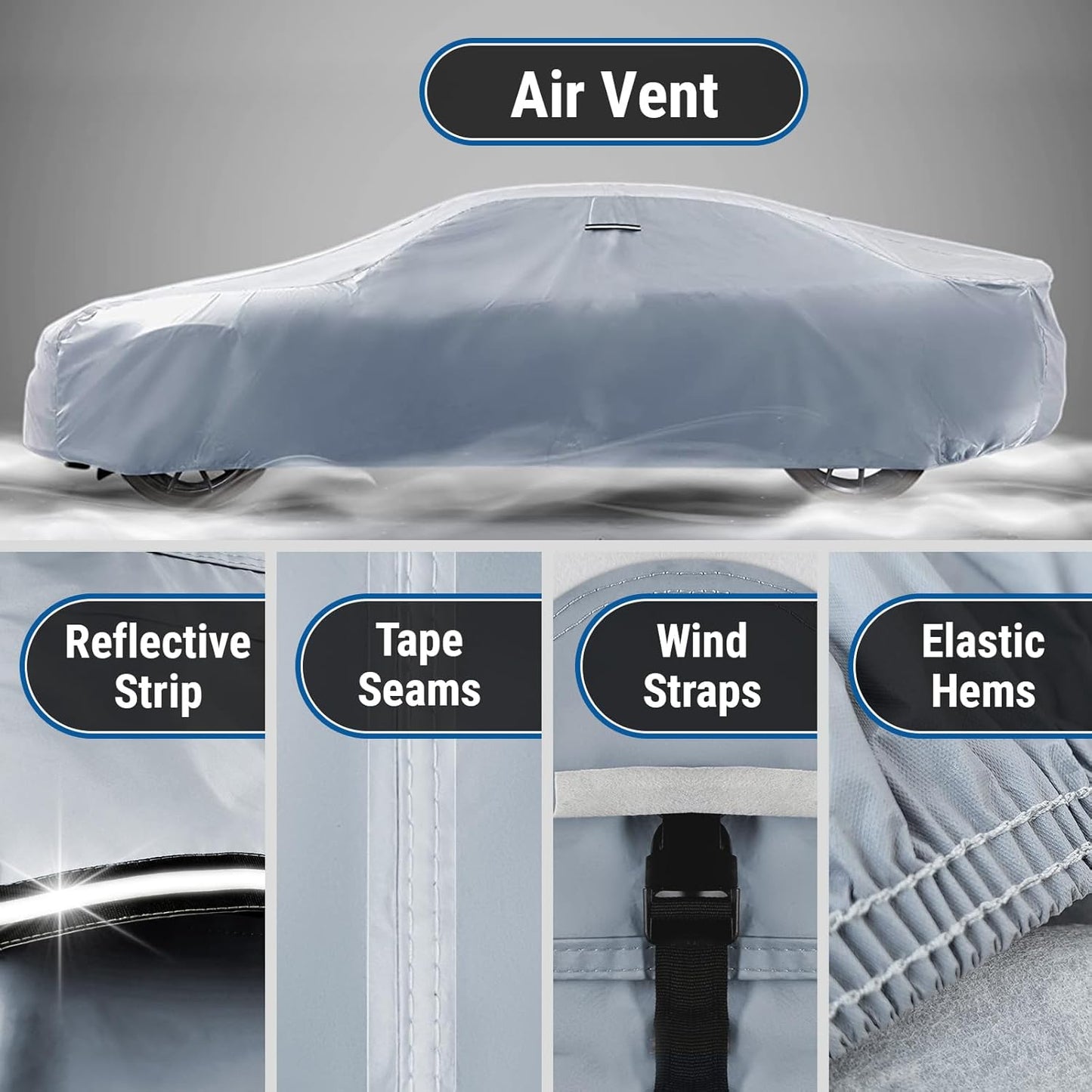 iCarCover Custom Car Cover for Chevy Nomad Wagon (1955-1957) Waterproof All Weather Rain Snow UV Sun Protector Full Exterior Indoor Outdoor Car Cover (Stripe - Gray/Black)