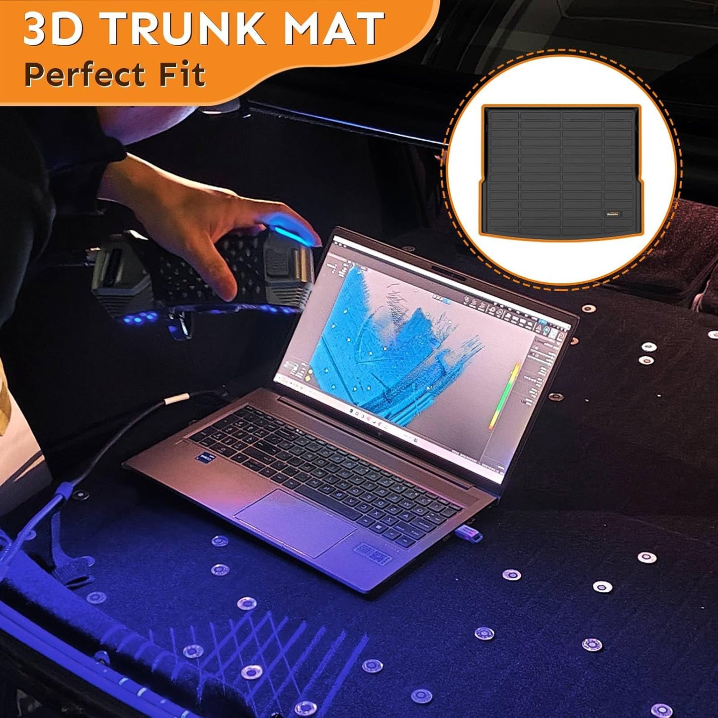 Binmotor-Floor Mats & Cargo Liner Set for Ford Edge 2024 2023 2022-2015, All Weather Car Mats for Ford Edge Rubber Mat Floor Liners Rear Cargo Mat Custom Fit for Edge Accessories