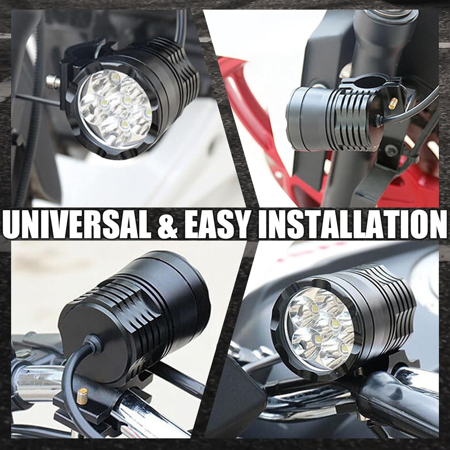Motorcycle Driving Light 12-60V 40W 3600LM LED Fog Light for ATV UTV Bike Car Truck Boat Forklift Waterproof LED Spotlight with 6 Light Beads High Low Strobe Beam Switch Universal (Black 1)