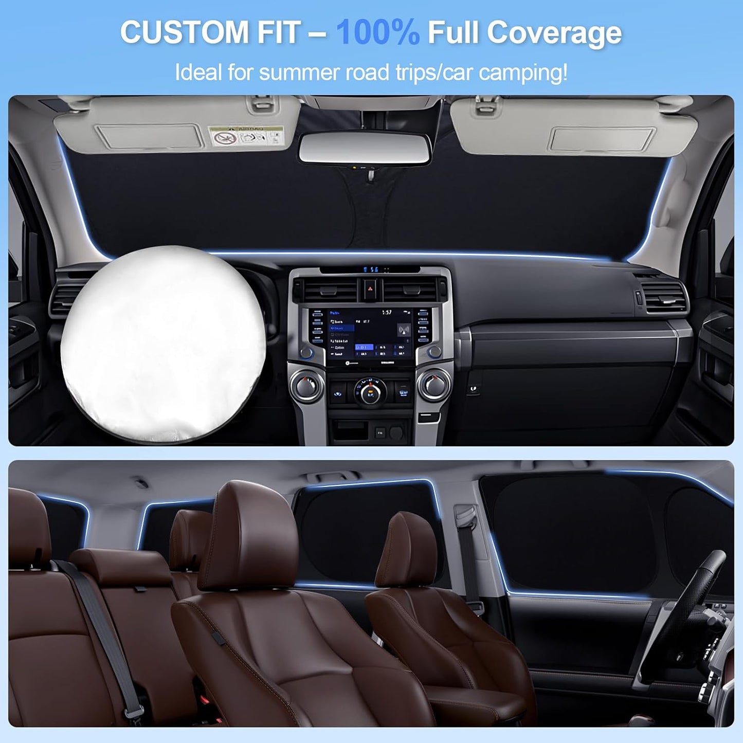 8pcs Car Window Shades for Ford Expedition SUV 2018-2024 Accessories,Windshield Side Rear Full Sunshade,Sun Visor UV Blocking, Privacy Protection and Blackout for Camping Outdoor
