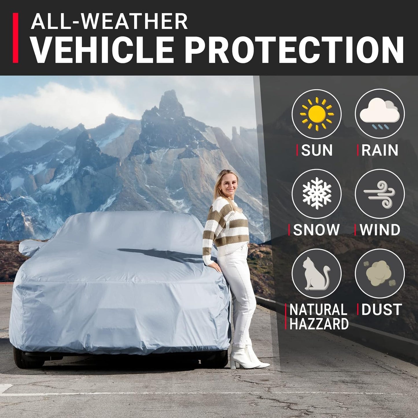 iCarCover Premium Car Cover for 1953-1956 Chevy 150, 210 2-Door, 4-Door Heavy Duty Waterproof All-Weather Automobiles Custom Fit Indoor Outdoor UV Snow Protection Covers with Straps and Bag