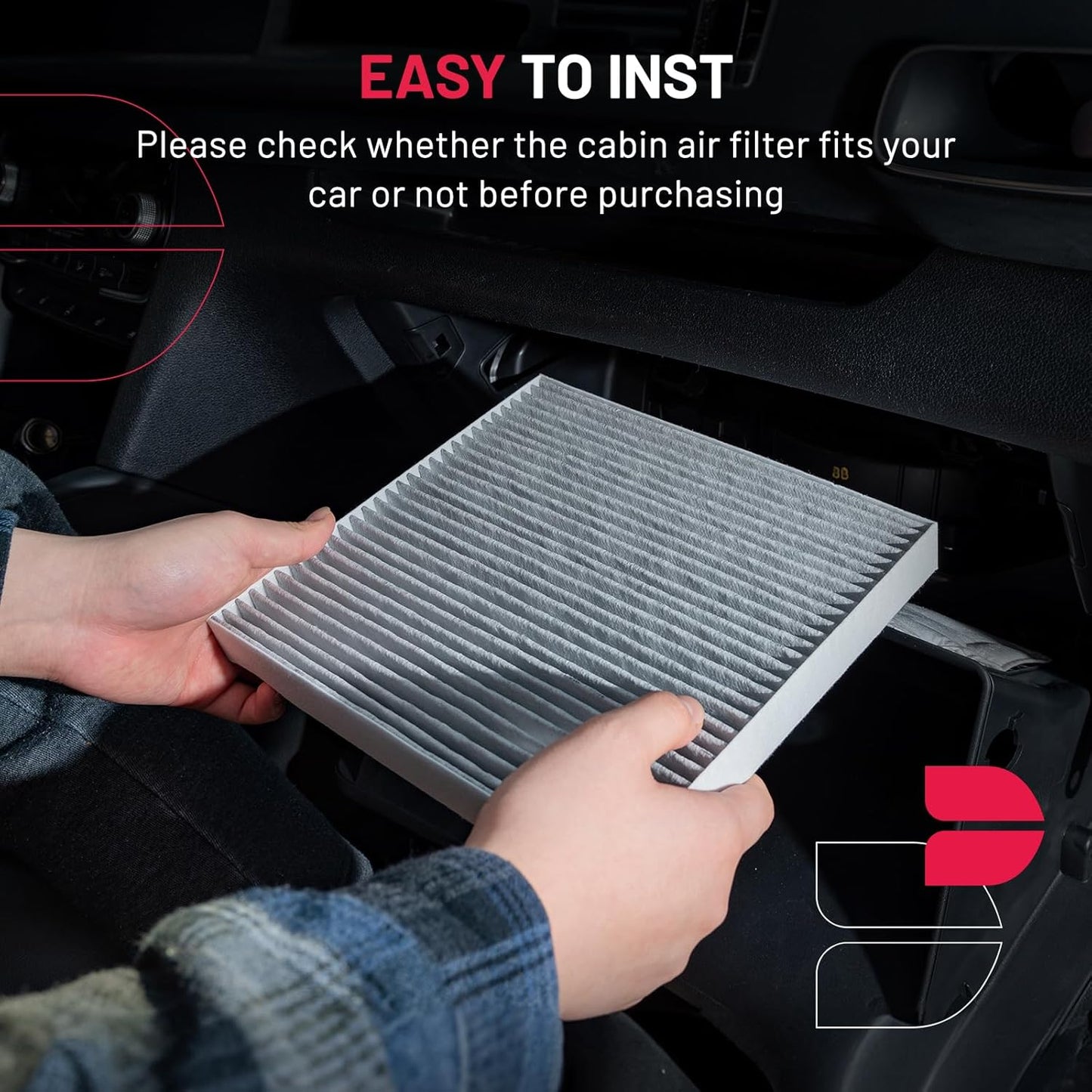 BDFHYK Cabin Air Filter with Activated Carbon Compatible with Ford Fusion 2010-2012, Compatible with Lincoln MKZ 2010-2012, Replace# CF11174, AE5Z19N619A