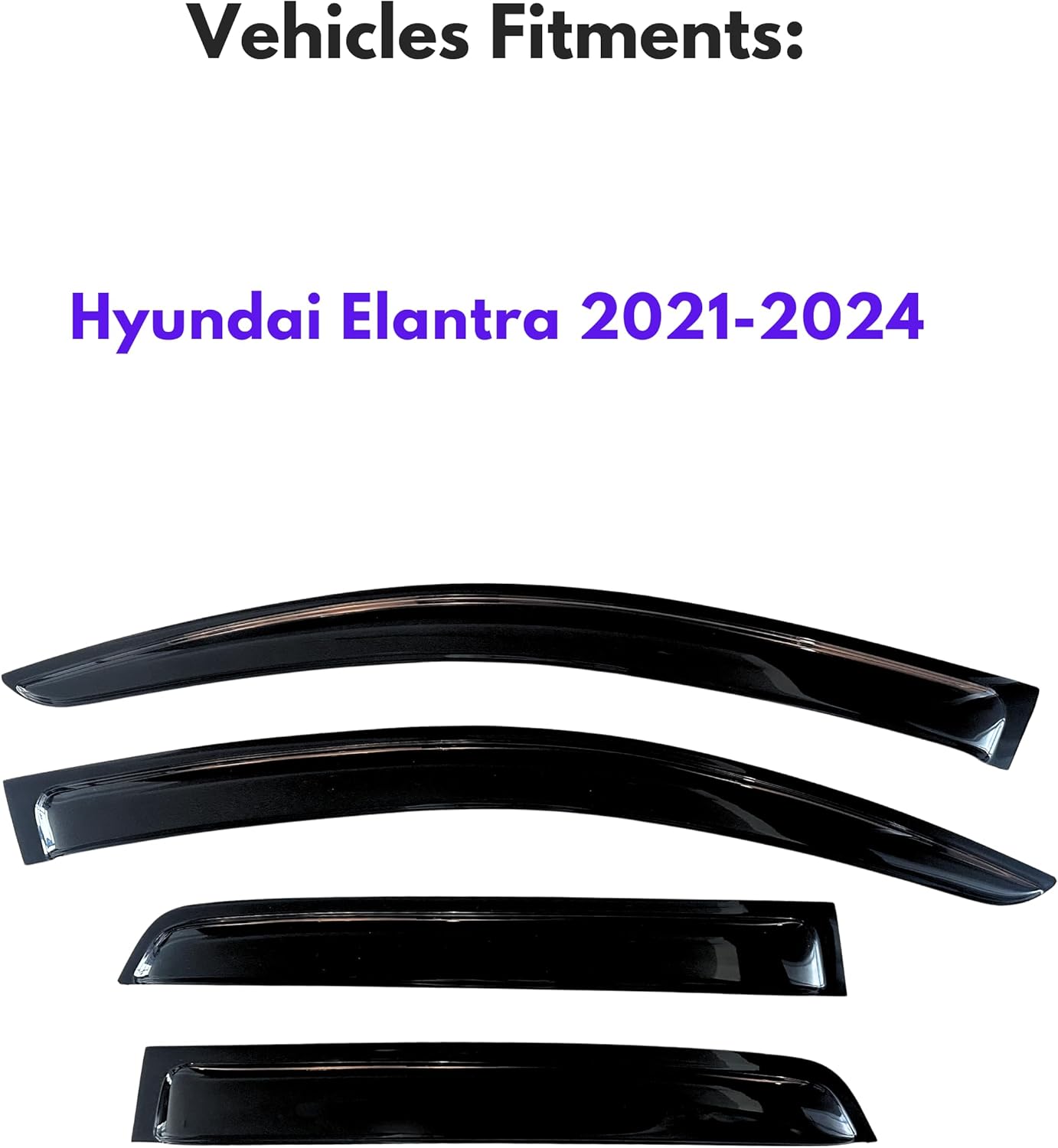 KPY Window Visor Compatible with Hyundai Elantra 2021-2024, 4PC Rain Guard Side Window Vent Deflectors Tape-On Style, 2021 2022 2023 2024