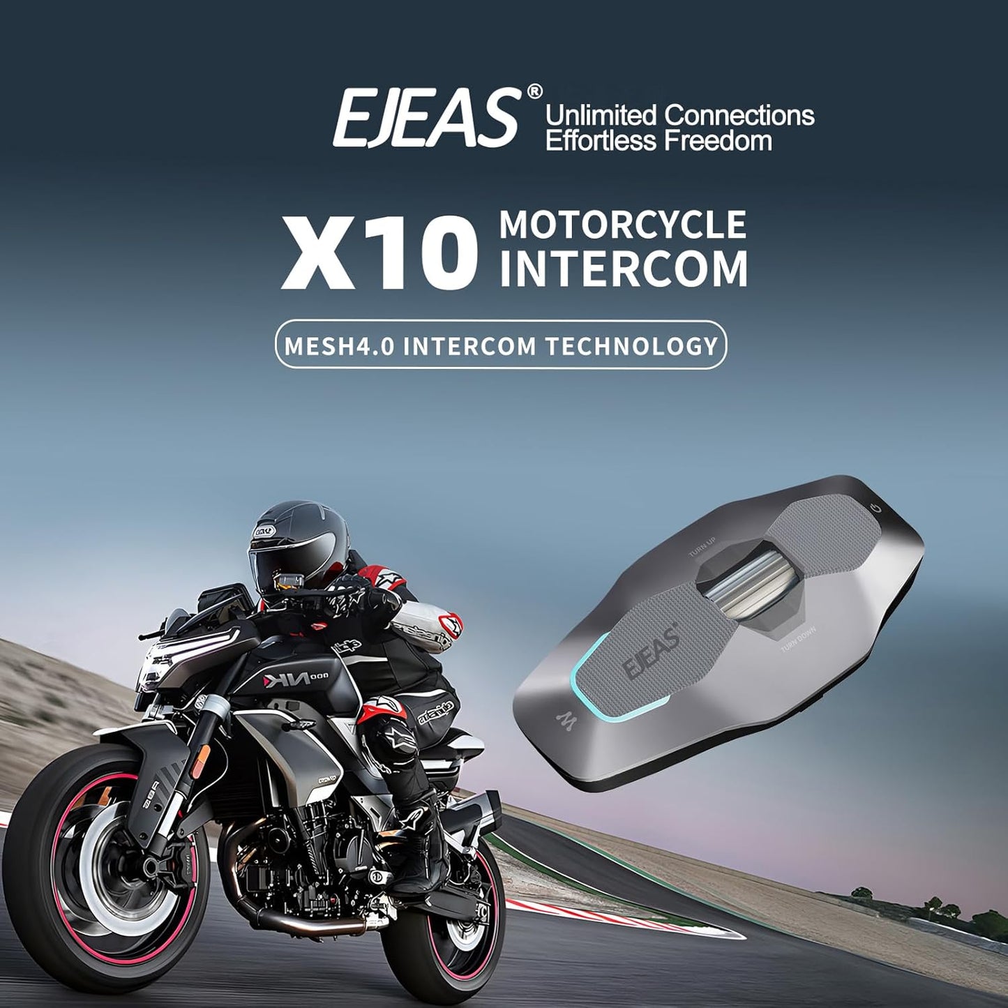 SolaMr X10 Motorcycle Helmet Bluetooth Headset Speakers Headphone, Ski Helmet Intercom Integrated Mesh Communication System Support 10 Riders with Bluetooth 5.1, Noise Cancellation, Yellow