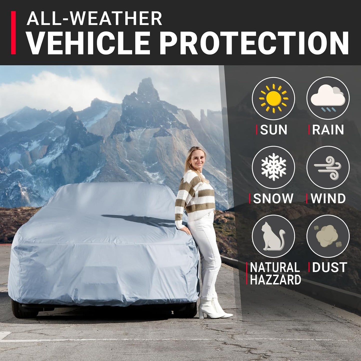 iCarCover Premium Car Cover for 1984-1988 Pontiac Fiero SE, Sport Notchback Heavy Duty Waterproof All-Weather Automobiles Custom Fit Indoor Outdoor UV Snow Protection Covers with Straps and Bag