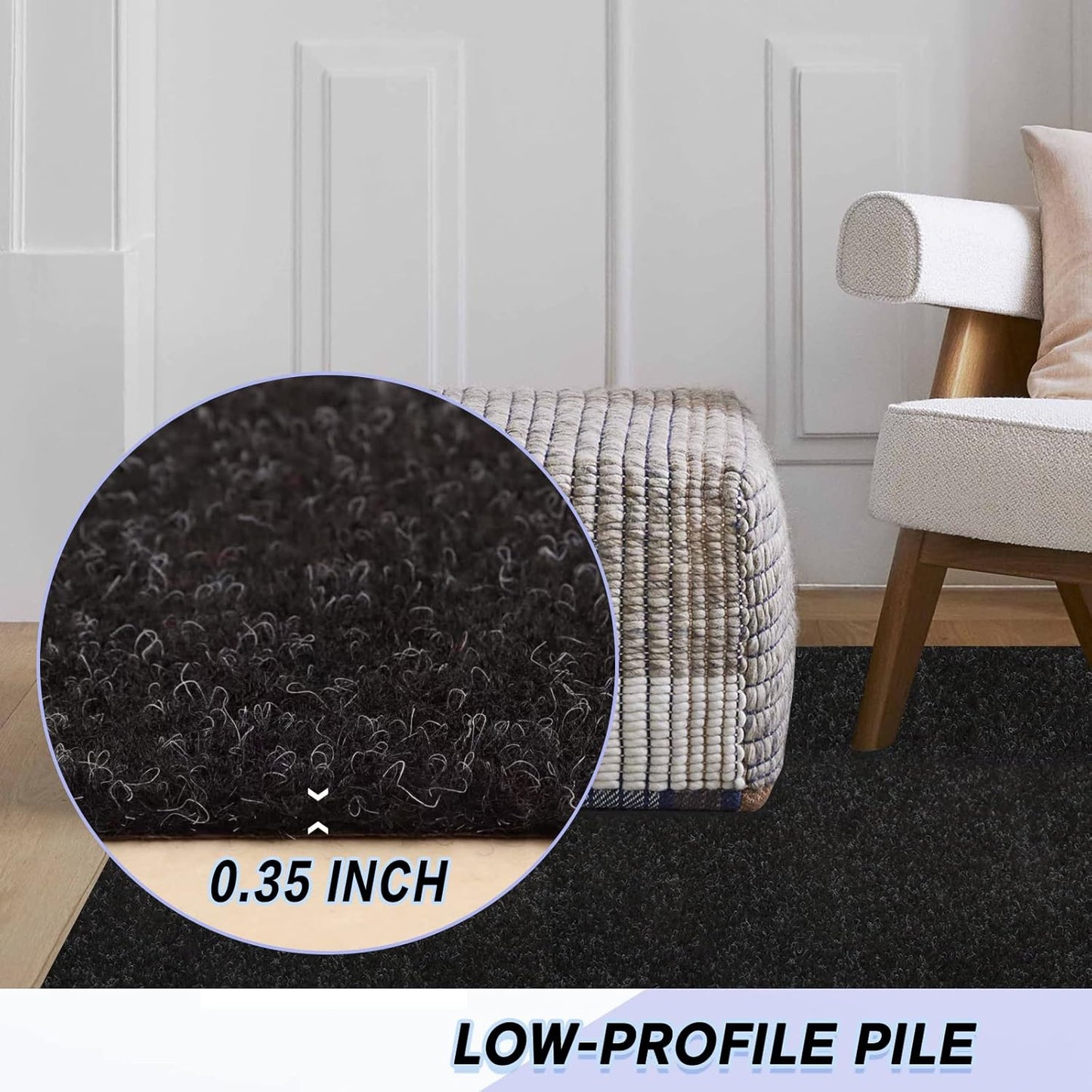 Custom Size Backed Non-Slip Area Rugs Runner, Easy Clean, Waterproof Runner Rugs for Hallway Entryway, Kitchen, Laundry, 3FT x 41FT, Black