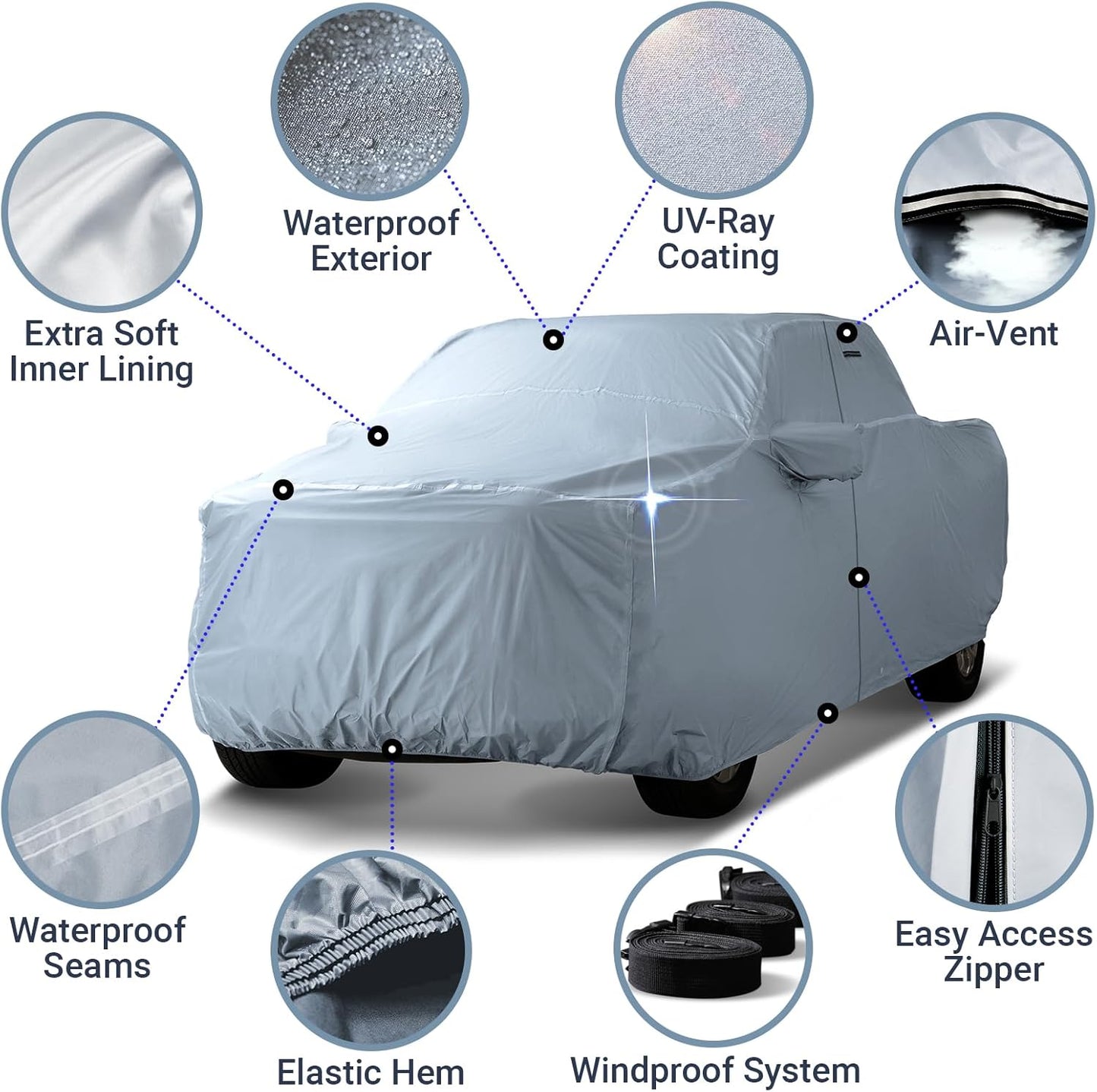 iCarCover Fits 2015-2024 Canyon Crew Cab, 5.1 ft Short Bed GMC Truck Cover Automobiles Form-Fit Padded Full Exterior Waterproof Automobiles Protection Covers