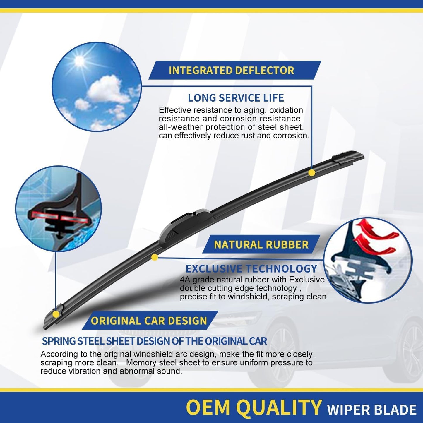3 wipers Replacement for 2019 2020 2021 Infiniti QX50 Original Equipment Windshield Wiper Blades Set 26"+18"+12" (Set of 3) U/J HOOK
