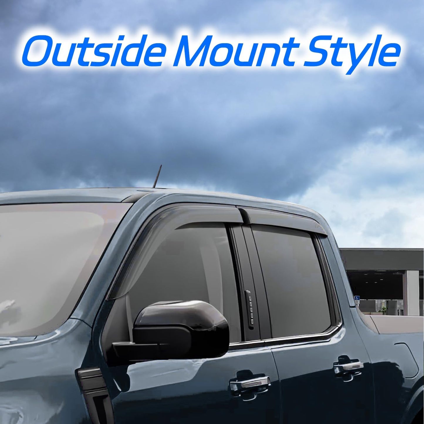 Rain Guards for 2014-2018 Chevrolet(Chevy) Silverado & GMC Sierra 1500 Crew Cab,Window Visors Vent Deflector Shade Smoke for 15-19 Silverado & Sierra 2500HD/3500HD, Tape-On, 4PCS