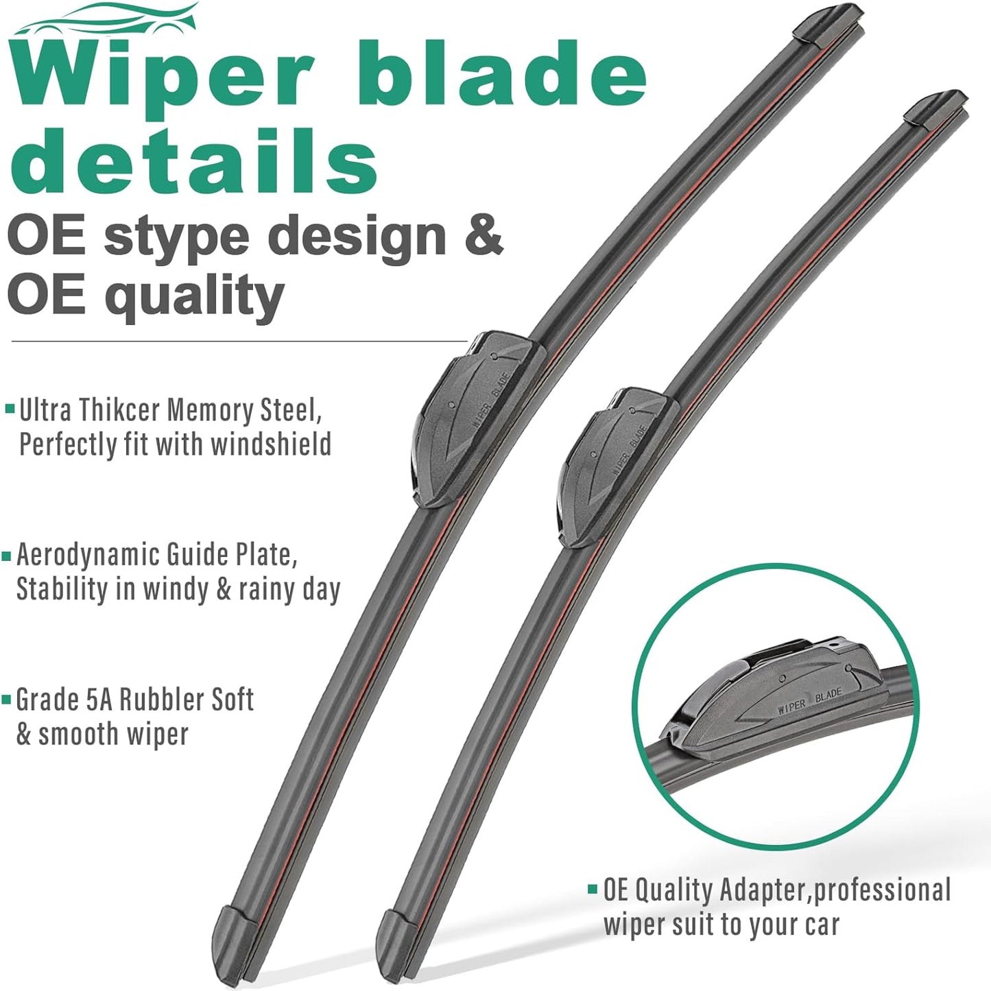 26" 16" 14" Windshield Wiper Blades Replacement for Acura RDX 2007-2018 Premium All Weather Front Rear Wipers Set - OEM Quality (Pack of 3)