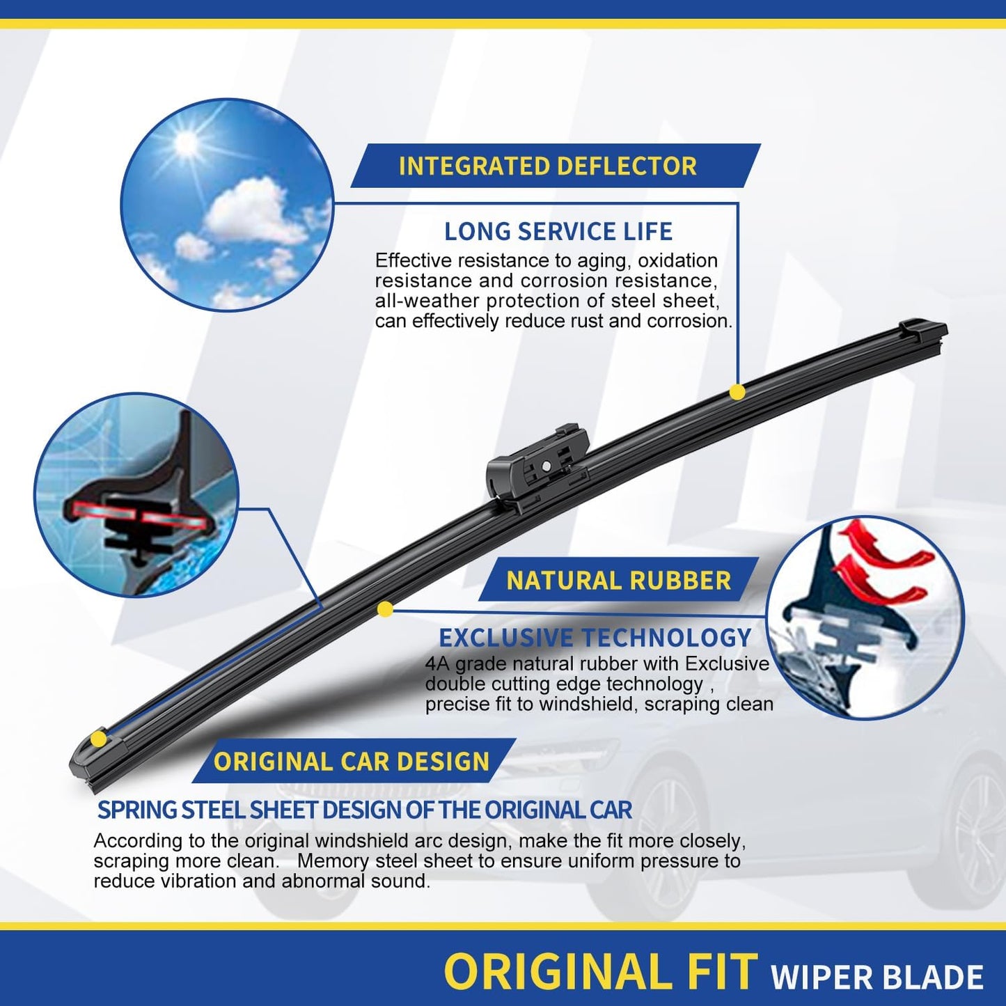 3 wipers Replacement For Chevrolet Trax 2013-2021 2022 2023 Buick Encore 2013-2021 2022 Original Equipment Windshield Wiper Blades Set - 26"+14" +10" (Set of 3) Top Lock