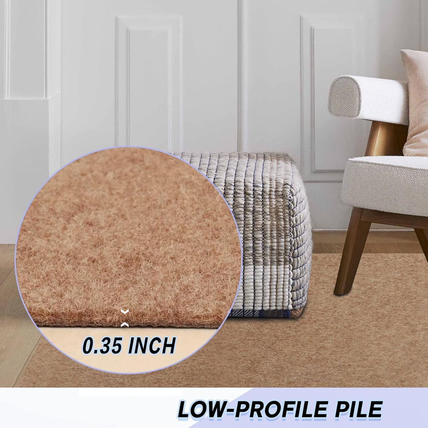 Custom Size Backed Non-Slip Area Rugs Runner, Easy Clean, Waterproof Runner Rugs for Hallway Entryway, Kitchen, Laundry, 4FT x 79FT, Beige