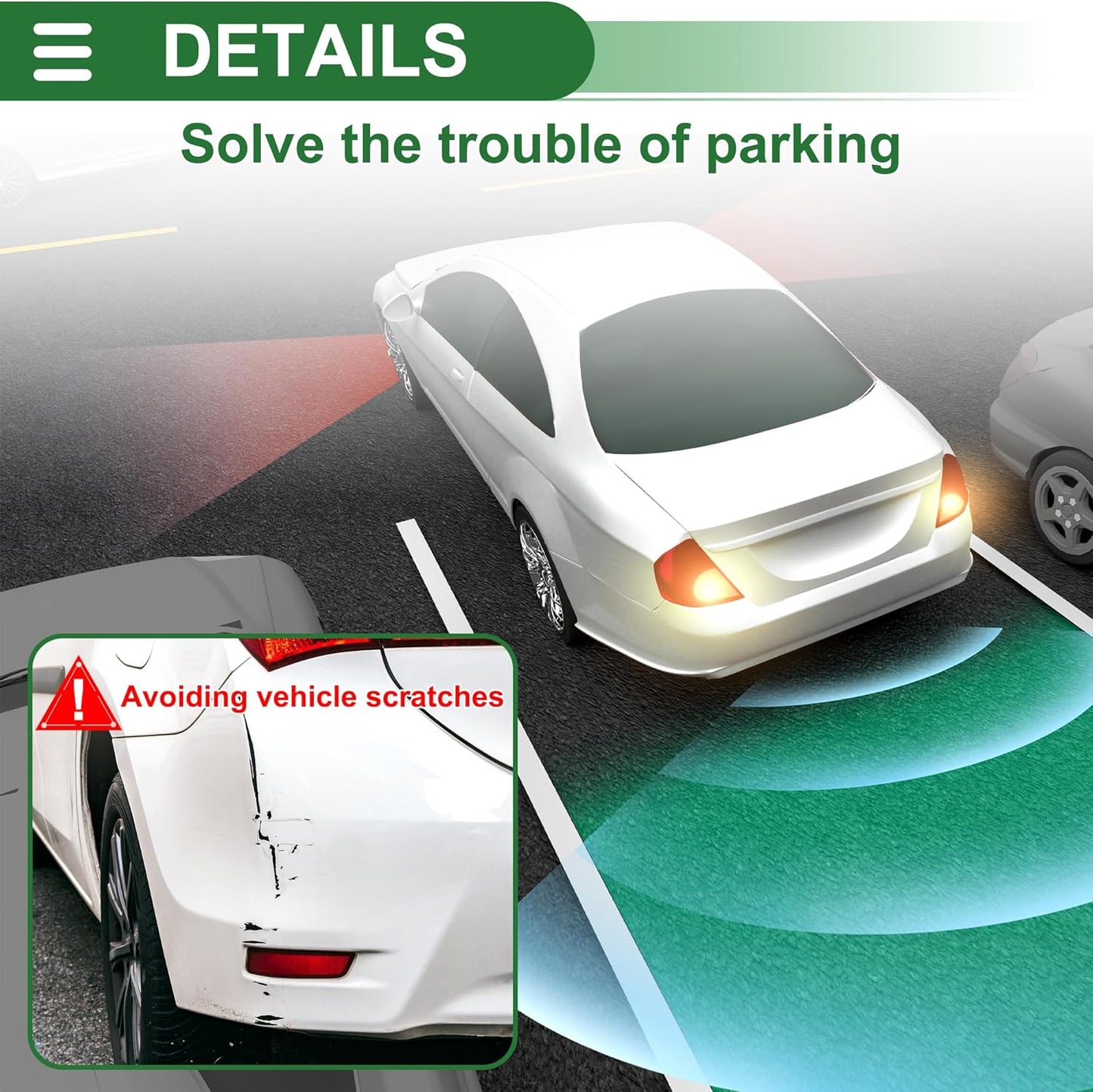 Motoforti Universal Car Auto Vehicle Reverse Backup Radar System Reverse Parking Sensors Alarm Buzzer Reminder Distance Detection Dark Blue 2Pcs Parking Sensors
