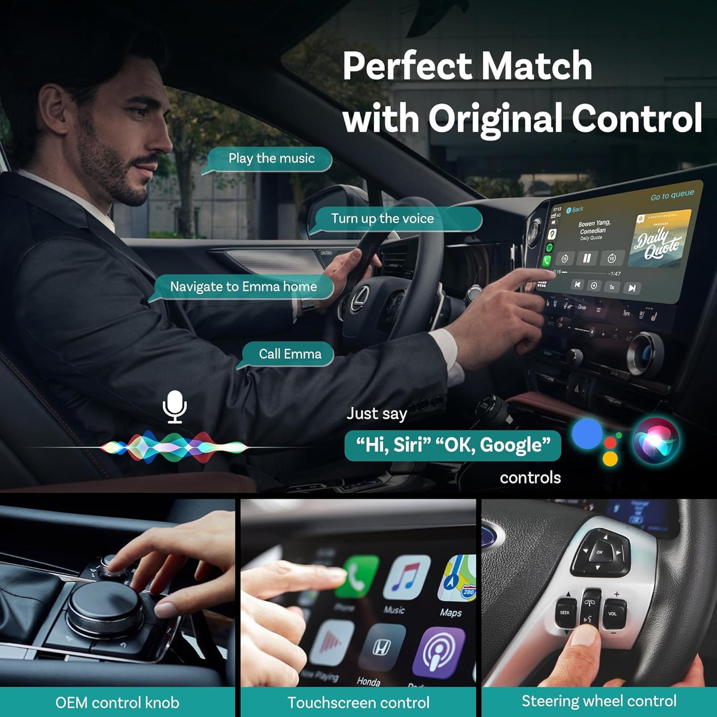 OTTOCAST Wireless Carplay Adapter 2025 for Apple iPhone, Convert Wired to Wireless Car Play for Older Cars Mini USB Design Plug & Play, Multi-User Seamless Connection for iOS 10+/ Android Auto (Green)