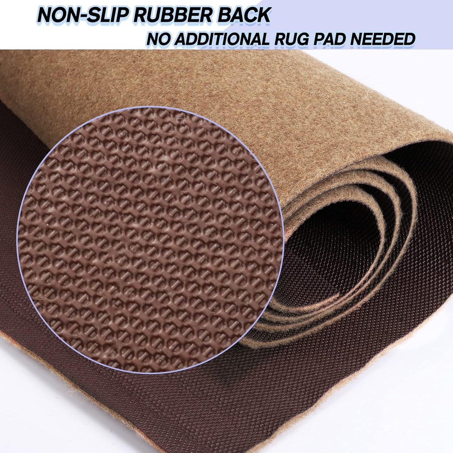 Custom Size Backed Non-Slip Area Rugs Runner, Easy Clean, Waterproof Runner Rugs for Hallway Entryway, Kitchen, Laundry, 3FT x 81FT, Beige