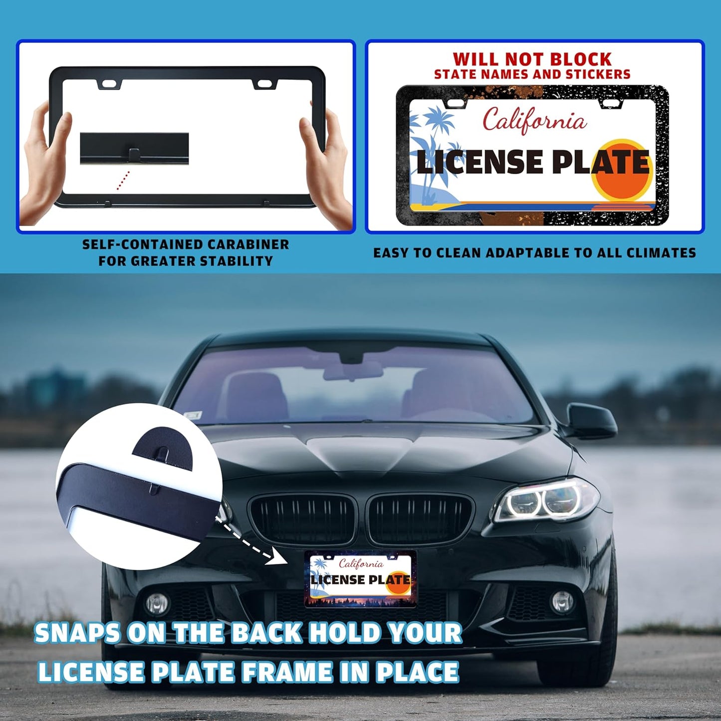 Starry Sky Galaxy License Plate Frame Beautiful Night Forest Funny License Plate Holder for Front or Rear Car Tags Durable Stainless Steel Car Decoration with Screws 6.3 X 12.2 in for Men Women