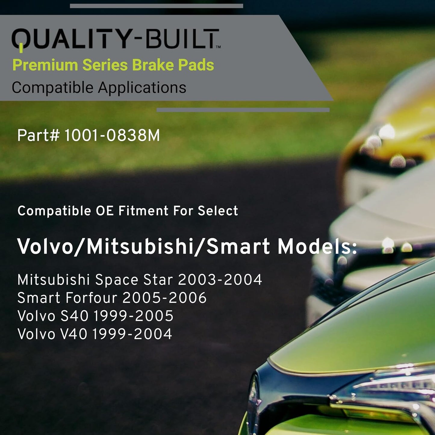 Premium Semi-Metallic Rear Brake Pads (1001-0838M) Compatible with Mitsubishi Space Star 2003-2004, Smart Forfour 2005-2006, Volvo S40 1999-2005, Volvo V40 1999-2004
