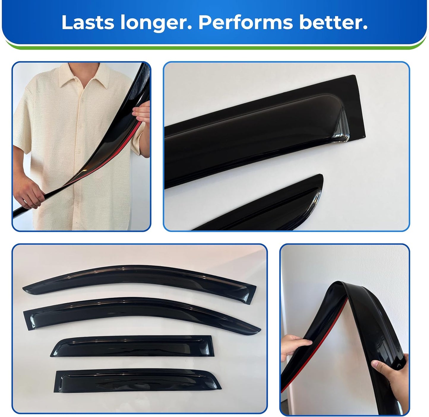 KPY Window Visor Compatible with Honda CR-V 2012-2016 (CRV), 4PC Rain Guard Side Window Vent Deflectors Tape-On Style, 2012 2013 2014 2015 2016