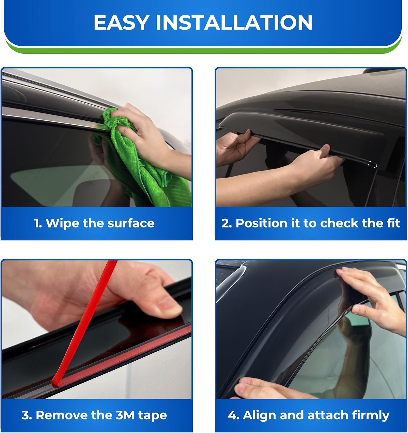 KPY Window Visor Compatible with Mitsubishi Outlander Sport & RVR 2011-2024, 4PC Rain Guard Side Window Vent Deflectors Tape-On Style, 2012 2013 2014 2015 2016 2017 2018 2019 2020 2021 2022 2023 2024