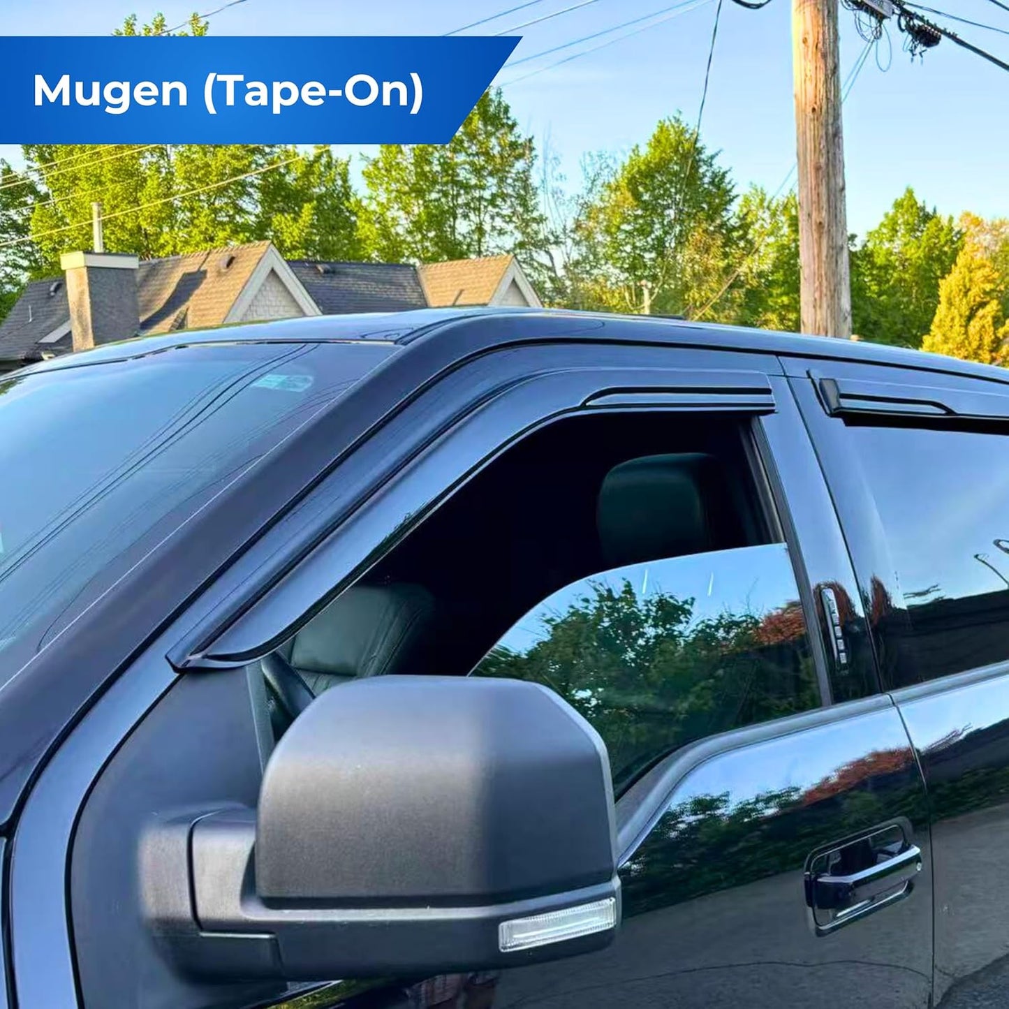 KPY Window Visor Compatible with Jeep Compass 2007-2016, 4PC Rain Guard Side Window Vent Deflectors Tape-On Mugen Style, 2007 2008 2009 2010 2011 2012 2013 2014 2015 2016