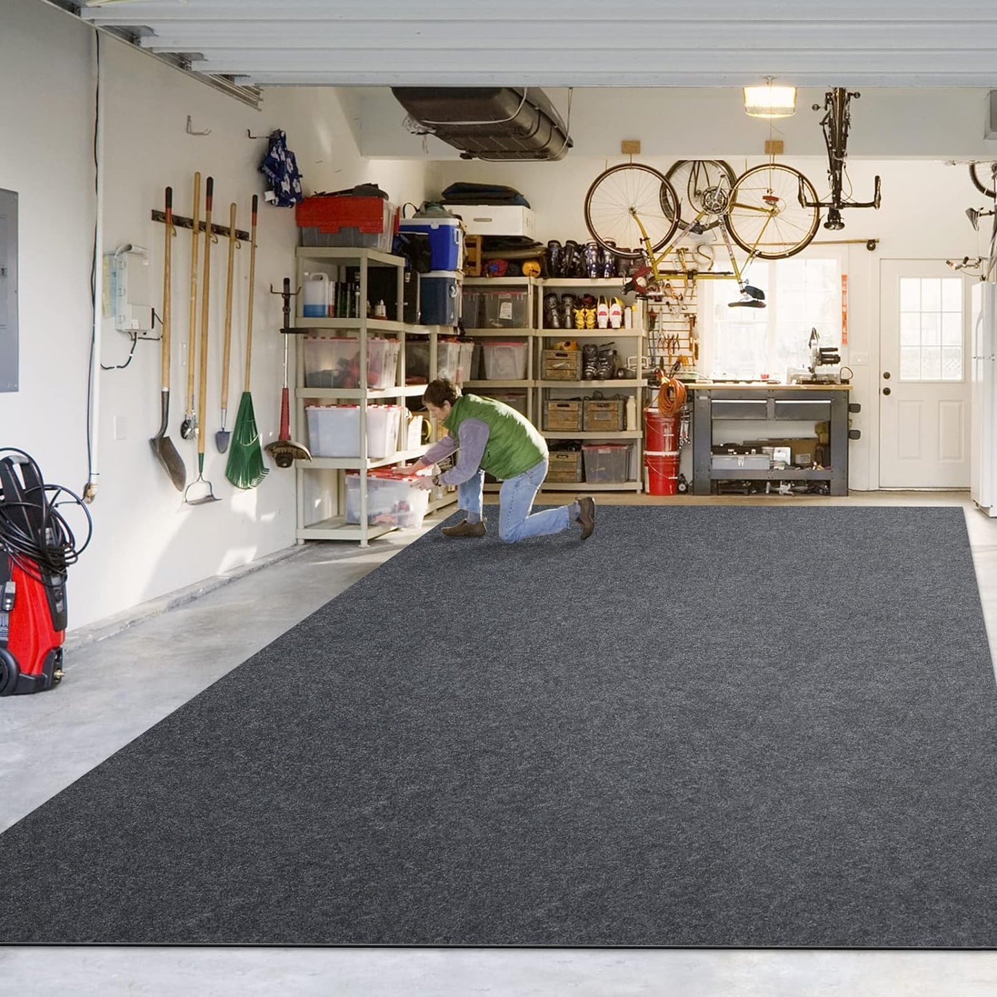 Oil Spill Mat, 7.4 x 8.4 Ft, Premium Absorbent Oil Pad. Contains Liquids, Protects Garage Floor from Spills, Drips, Splashes and Stains. Washable, Reusable, Waterproof Rubber Parking Mats