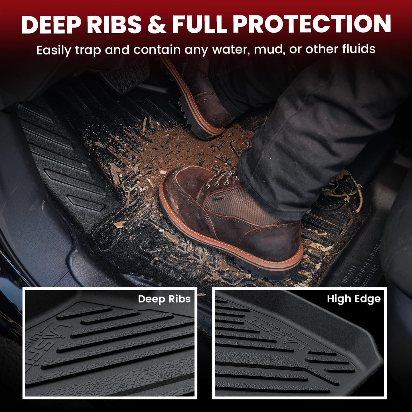 LASFIT Floor Mats for Toyota Camry 2015-2017 (Not Fit Hybrid) LE/SE/XLE/XSE, Custom Fit TPE All Weather Floor Liners for 2017 2016 2015 camry1st & 2nd Row Car Mats, Black