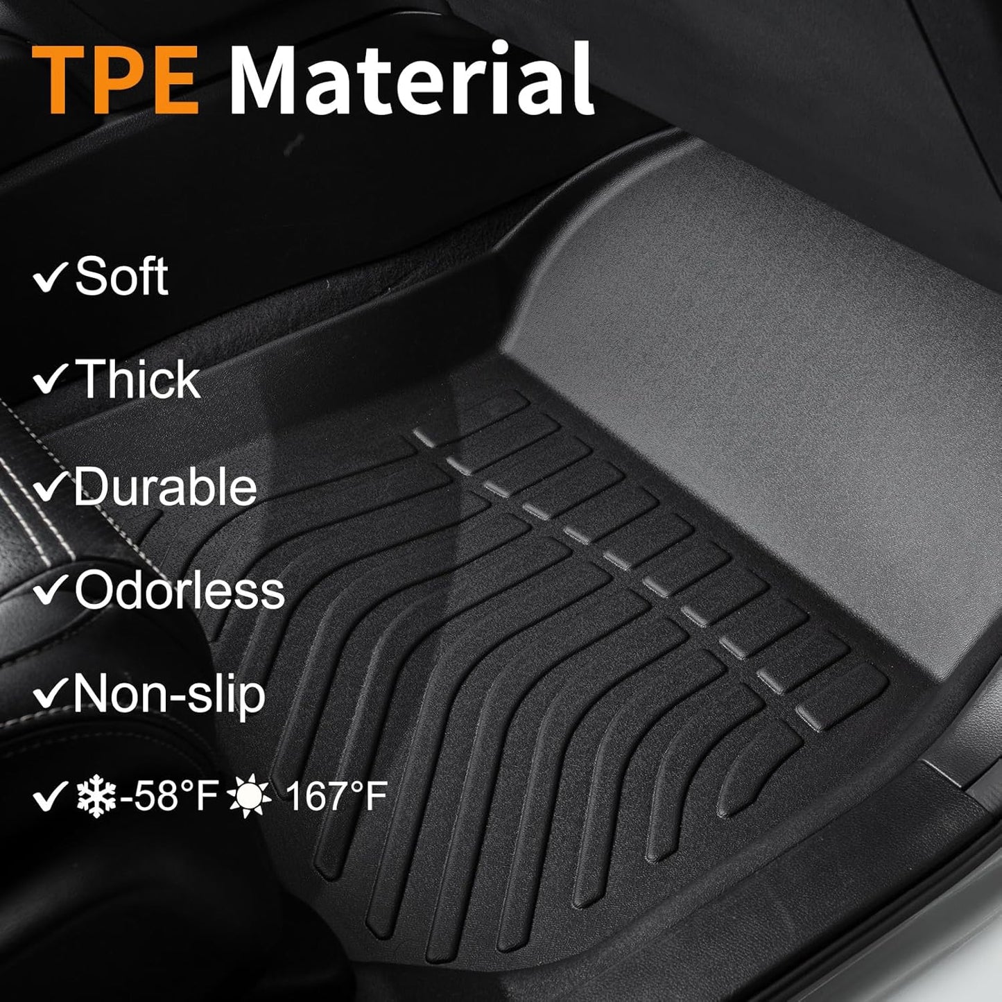 Binmotor-Floor Mats & Cargo Liner Set for Mazda CX50 Hybird 2025, All Weather Car Floor Mat Seatback Cargo for CX 50 Hybird Accessories, Rubber Mats TPE Car Liners for CX-50 Hybird Trunk Liner-Black
