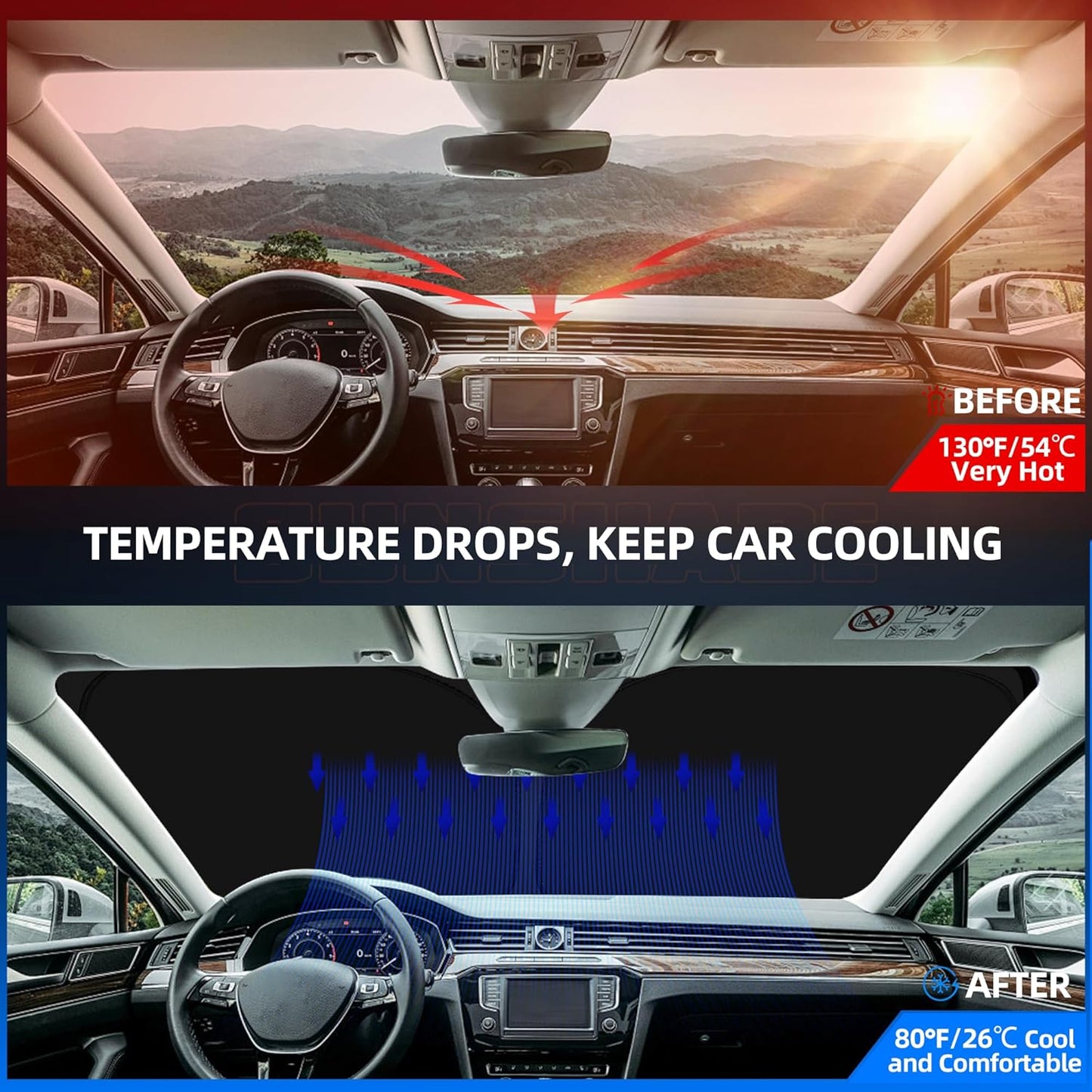 Windshield Sun Shade for Ch-evro-let Silverado 1500 2014-2018 Foldable Sunshade Custom Fit Front Window Car Interior Accessories Protector Blocks UV Rays