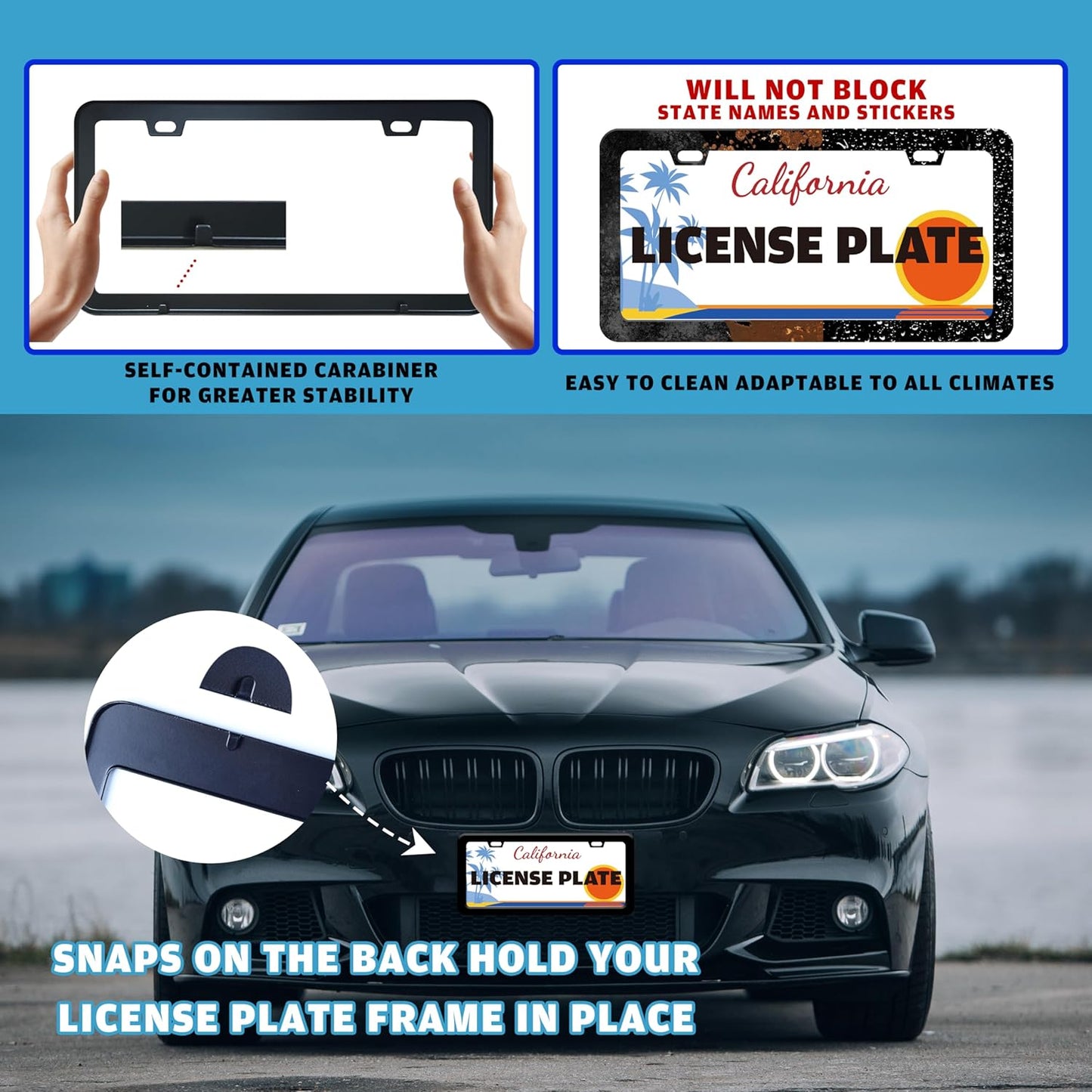 Cute Sloth License Plate Frame Funny Animal Climbing Tree License Plate Holder for Front or Rear Car Tags Stainless Steel Car Decoration with Screws 6.3 X 12.2 in