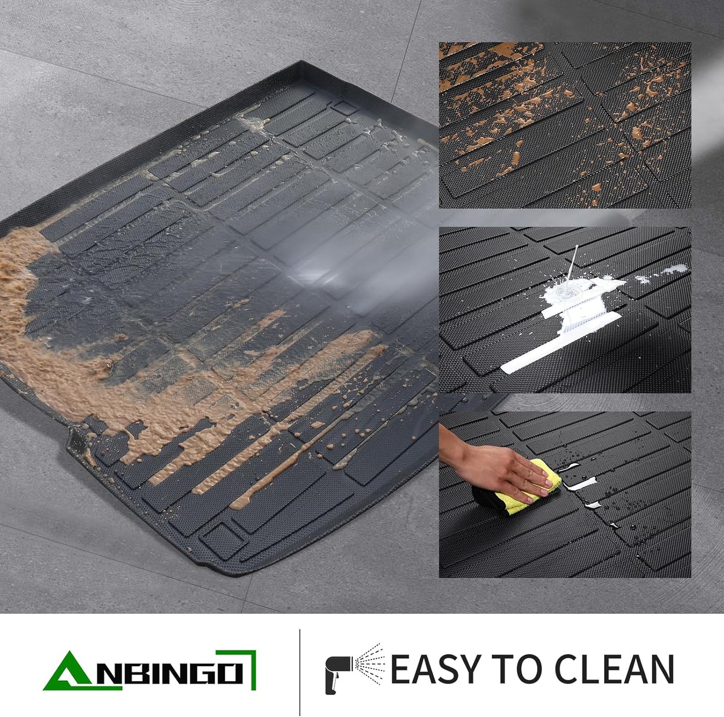 ANBINGO-Floor Mats & Cargo Liner Custom for BMW X1 2025 2024 2023 Full Set Car Floor Liners Fits BMW X1 All Weather Mats for X1 Accessories-Black