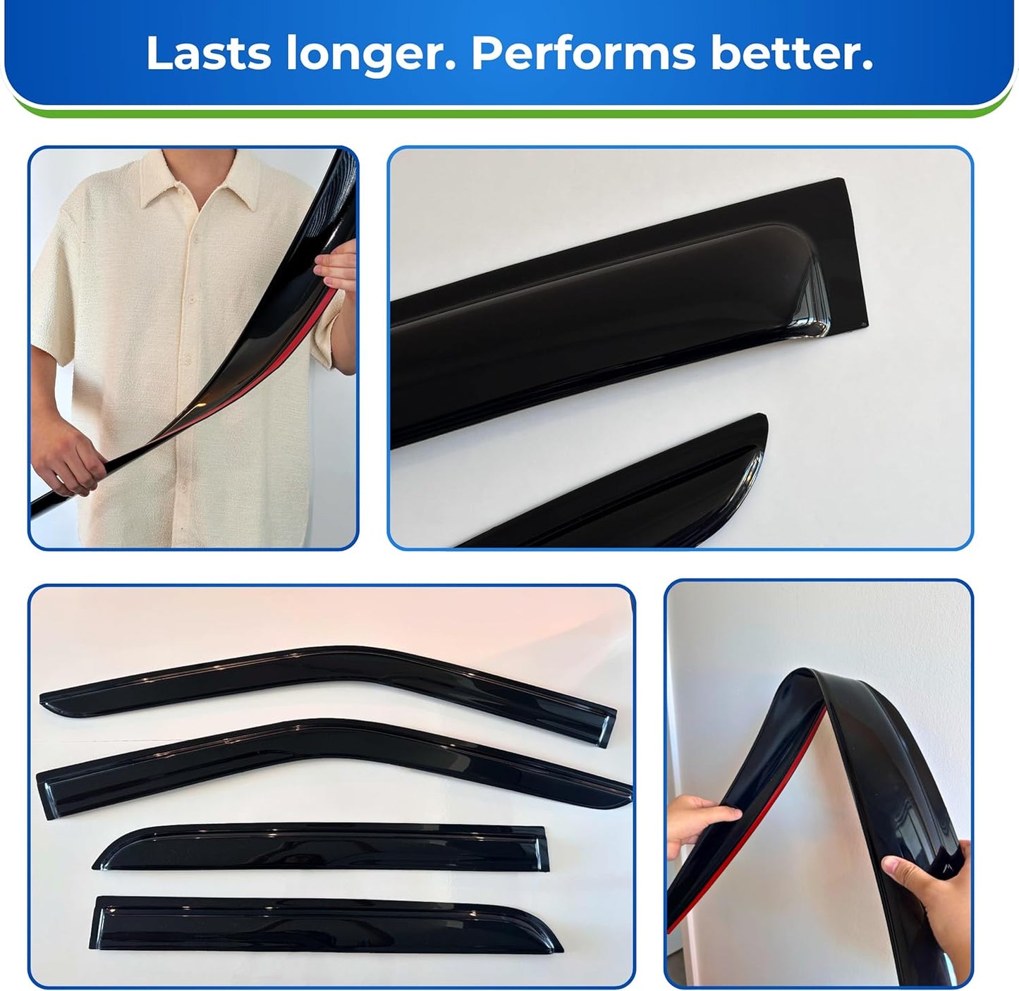 KPY Window Visor Compatible with Lexus ES 2013-2018, 4PC Rain Guard Side Window Vent Deflectors Tape-On Mugen Style, 2013 2014 2015 2016 2017 2018