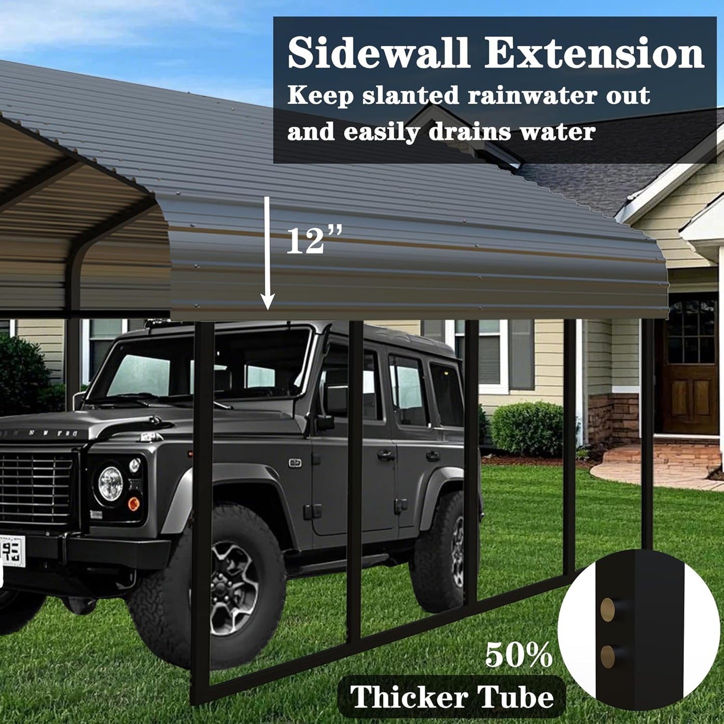 Heavy Duty Metal Carport 10x20 ft Galvanized Steel Frame RV Carport Storage All Weather Shelter Easy Assembly for Car Extra Large Canopy for Vehicle Boat Protection Garage Party Tent