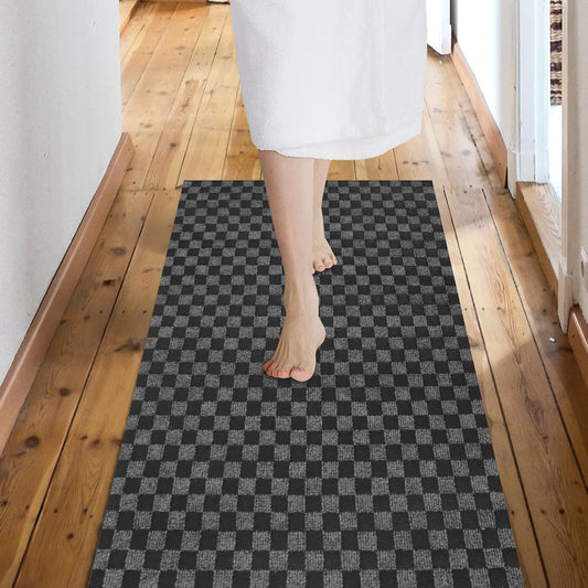 Custom Size Backed Non-Slip Area Rugs Runner, Easy Clean, Waterproof Runner Rugs for Hallway Entryway, Kitchen, Laundry, 4FT x 75FT, Gray Checkered