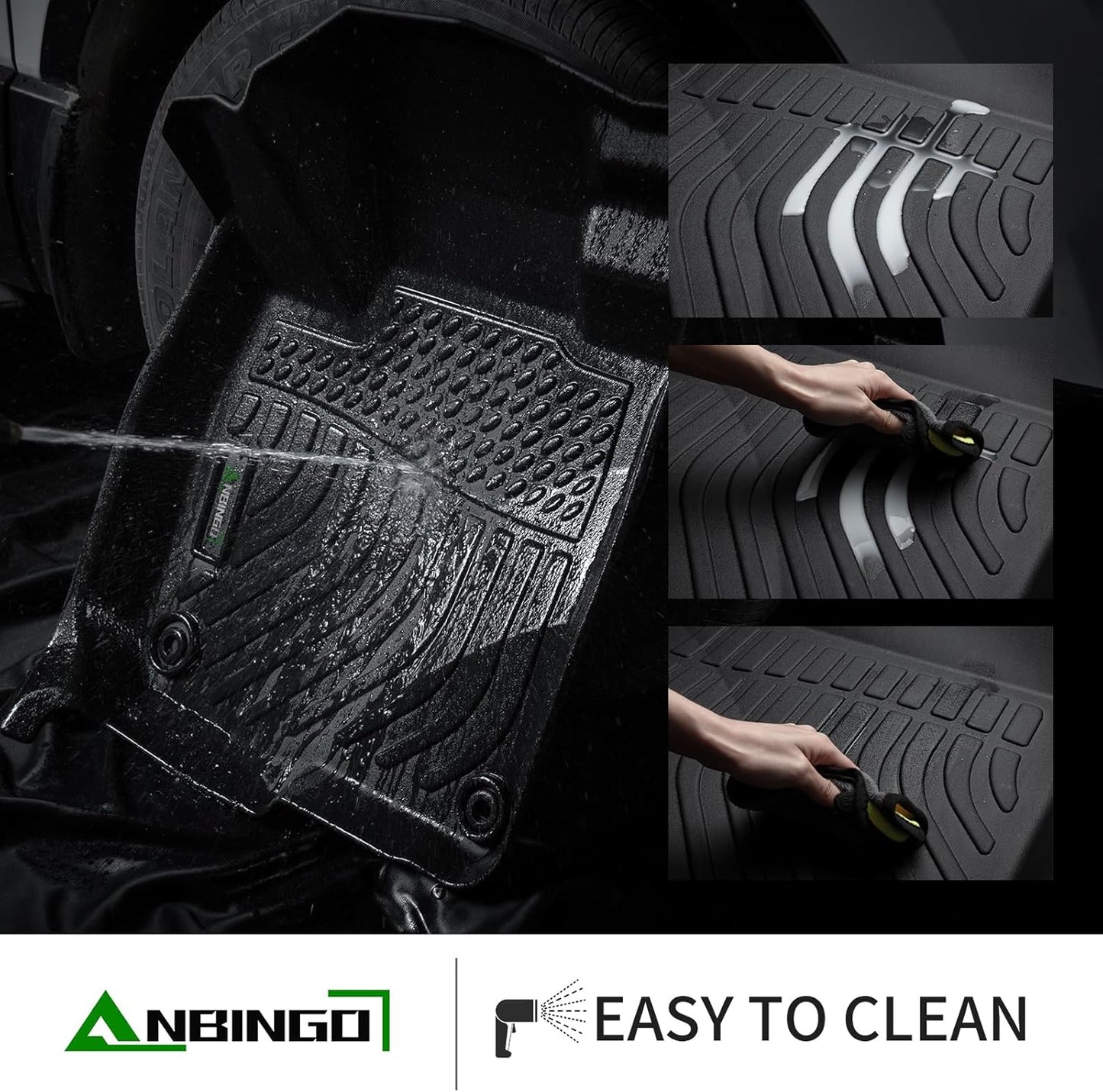 ANBINGO®-Car Mats Custom for Ford Ranger 2024-2019 (SuperCrew Cab) All Weather for Ford Ranger Floor Mats Protection TPE Waterproof Ranger Car Floor Liners, for 2024 Ranger Accessories