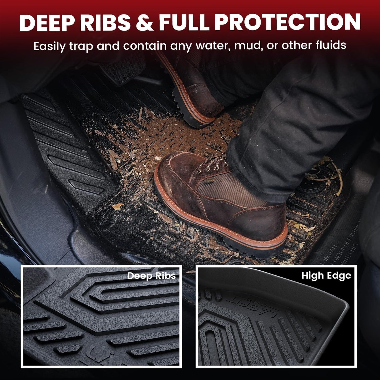 LASFIT Floor Mats & Cargo Mat Fit for Mazda CX-30 2025-2020 Custom Fit TPE All Weather Car Mats 2025 2024 2023 2022 2021 2020 Floor Liners & Trunk Mat Full Set Accessories for Mazda CX30, Black