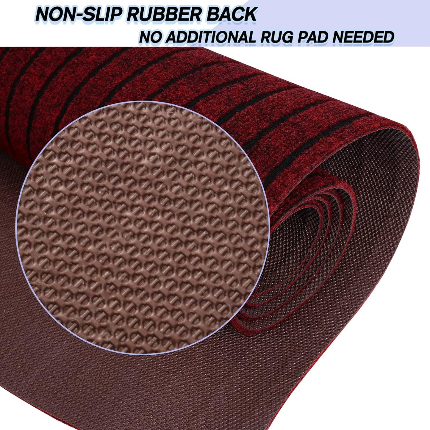 Custom Size Backed Non-Slip Area Rugs Runner, Easy Clean, Waterproof Runner Rugs for Hallway Entryway, Kitchen, Laundry, 4FT x 6FT, Red Stripe