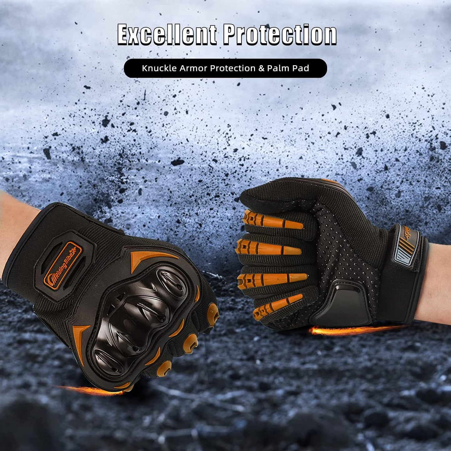 Motorcycle Gloves for Men and Women Full Finger Touchscreen Mountain Dirt Bike Gloves for Powersports BMX ATV MTB Driving Motocross Cycling Gloves(XXL, Orange)