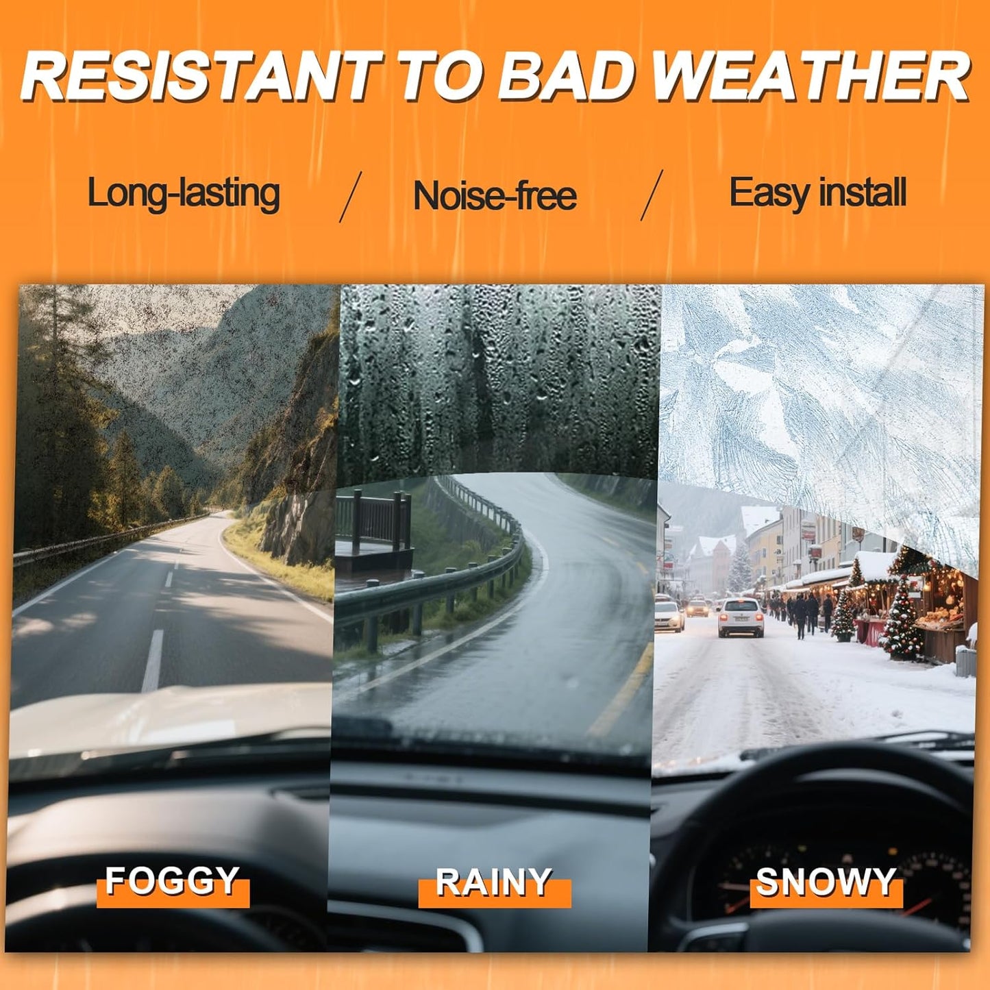 HULADAED® 26''+19''+16'' Windshield Wipers Replacement for Toyota Sienna 2010-2005,Silicone Front Rear Wiper blades for MY Car-All Weather & Quiet(3 PACK)