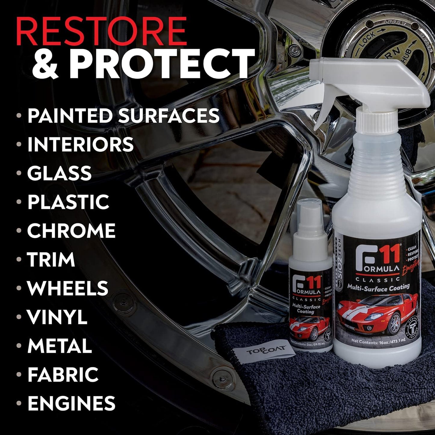 TopCoat F11 Car Polish & Sealer for Cars, Motorcycles, RVs and More – Water-Based Alternative to Ceramic Car Wax - 8 oz F11 Top Coat Spray Bottle
