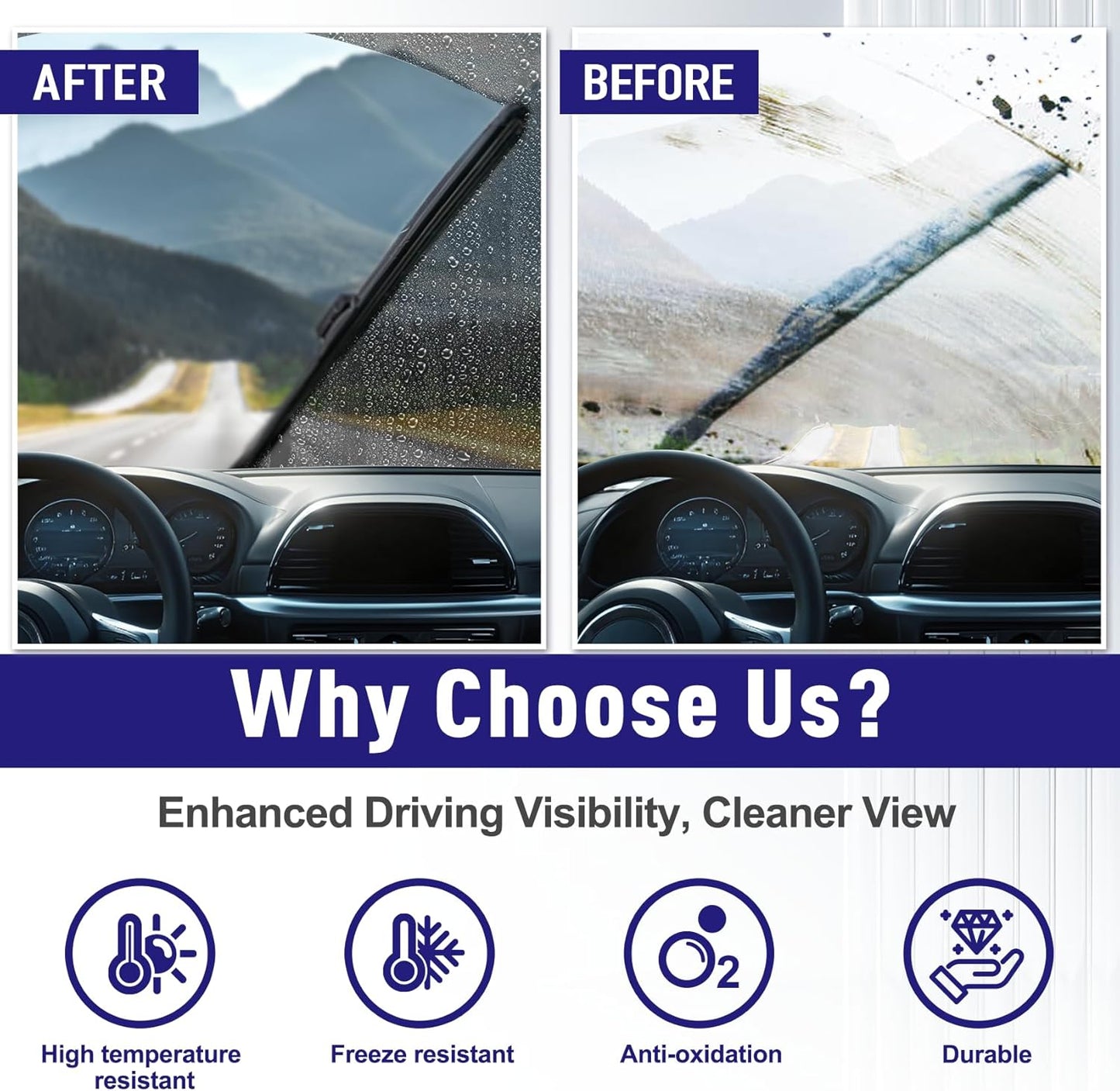 AJK Wiper Blades for Hyundai Santa Fe 2013 2014 2015 2016 2017 2018, 3 Piece All Weather OEM Quality Automotive Replacement Windshield Wiper Blades for My Car