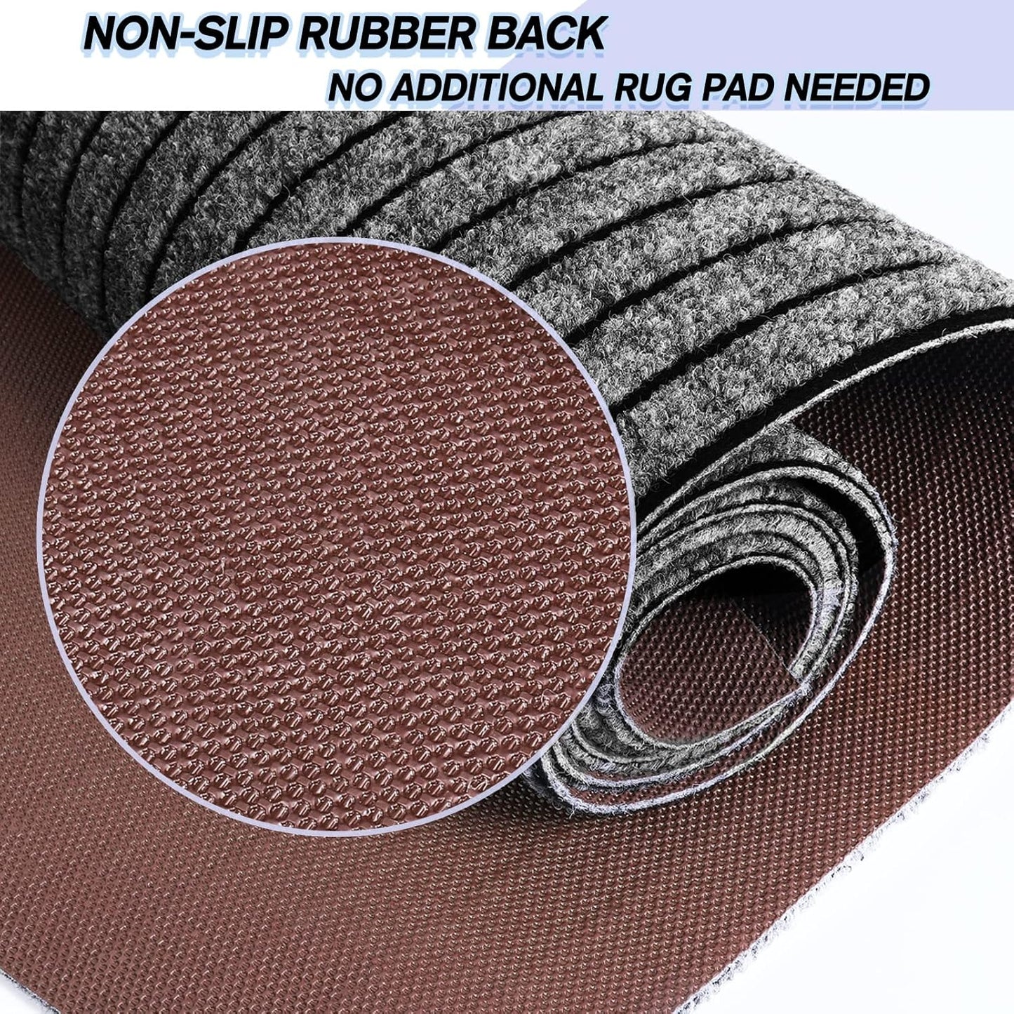 Custom Size Backed Non-Slip Area Rugs Runner, Easy Clean, Waterproof Runner Rugs for Hallway Entryway, Kitchen, Laundry, 4FT x 28FT, Gray Stripe